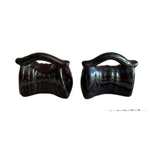 Vtg Ceramic Black Purse Handbag Salt and Pepper Shakers Japan MidCentury Novelty